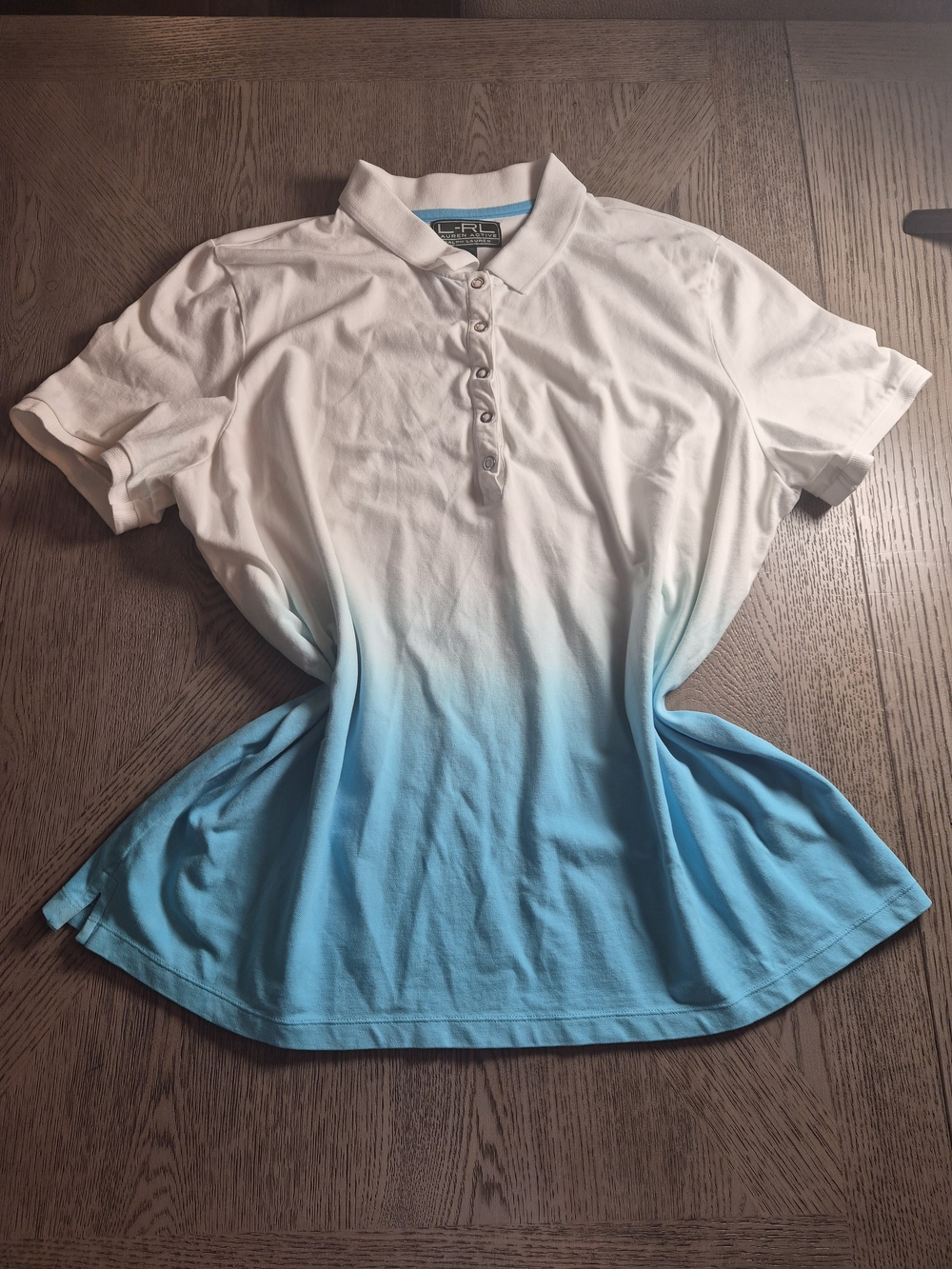 Ralph Lauren White to Turquoise Ombre Polo Tee